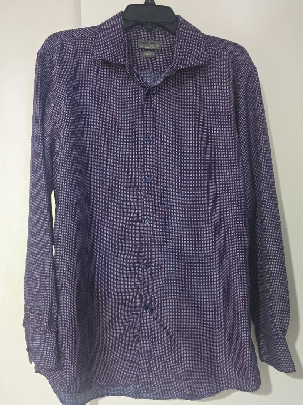 Black Label by Ruffini Slim Fit Dress Shirt Mens L Navy Pink Geometric